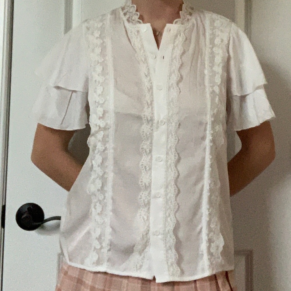 DISCONTINUED Lolita Academia White Laced Blouse
